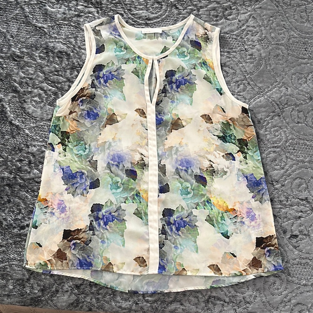 EUC watercolor chiffon blouse